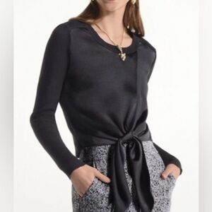 CAbi Crosstie Pullover Ribbed Knit Top S